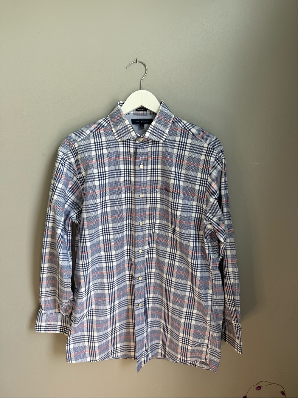 Tommy Hilfiger Plaid Dress Shirt in Blue and Pink